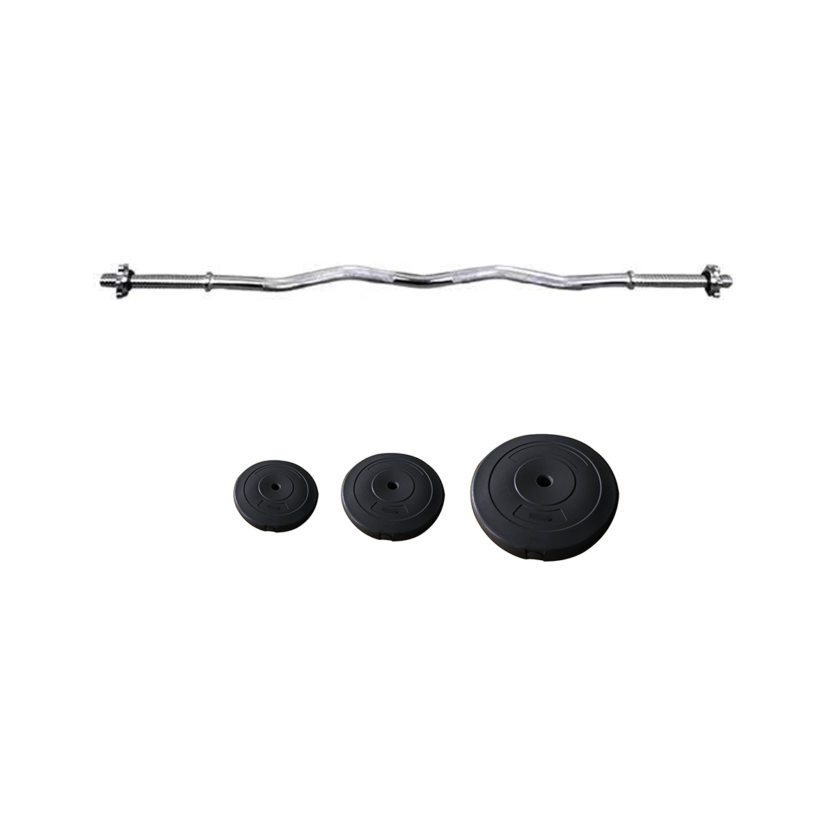 Odin Curl Vægtstang 120 cm med Vægtskiver - Tilbud!