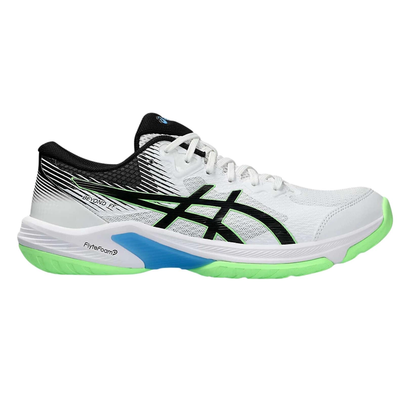 Asics Beyond FF Badmintonsko i Hvid og Lime Burst