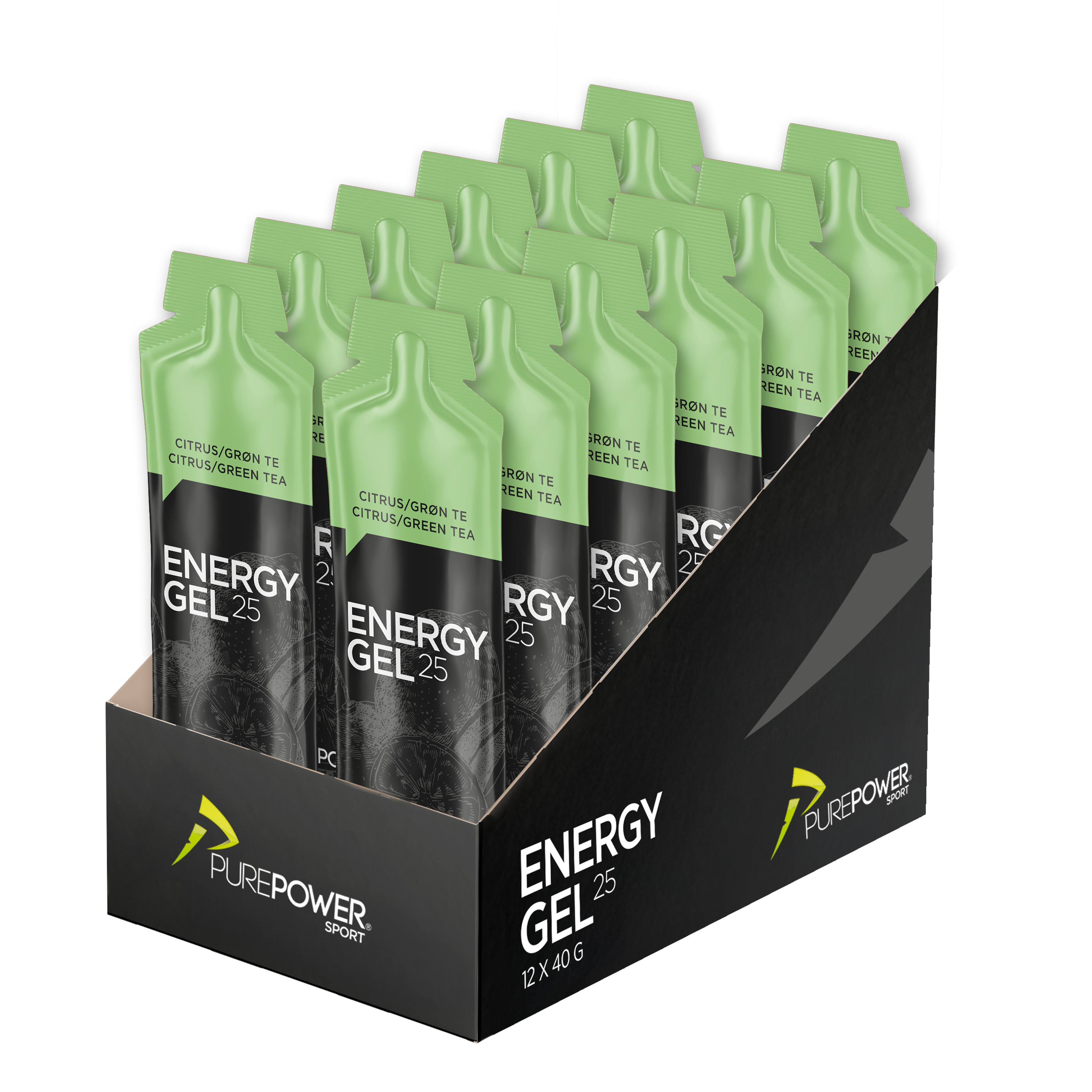 Energigel med Citrus og Grøn Te - 12 stk. til træning
