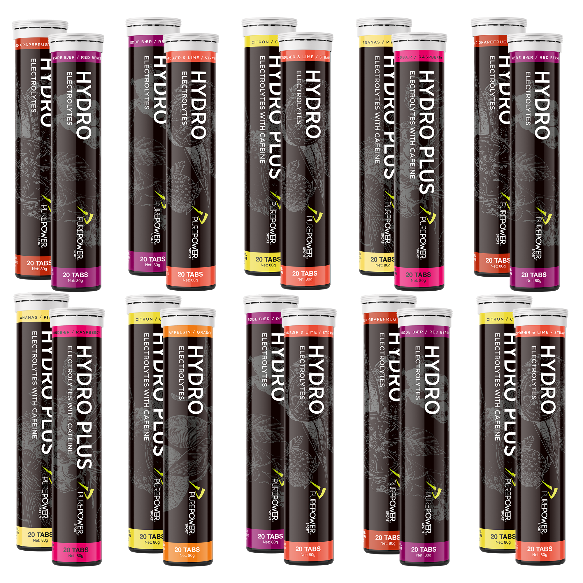 Hydro Tab Elektrolytter Mix – 20 Stk. til Hydrering