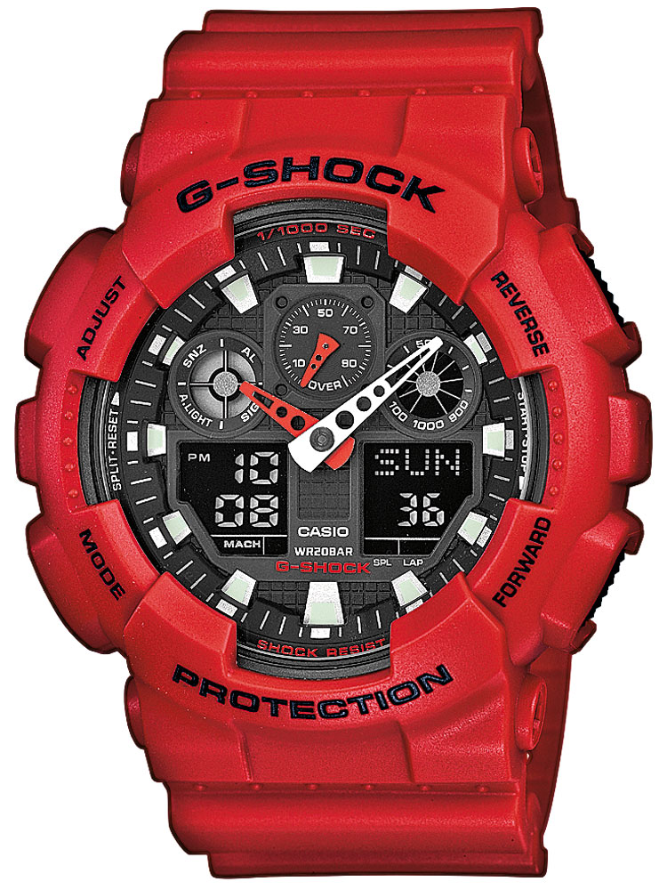Casio Ga-100b-4aer Herreur  -shock Ur Rødt