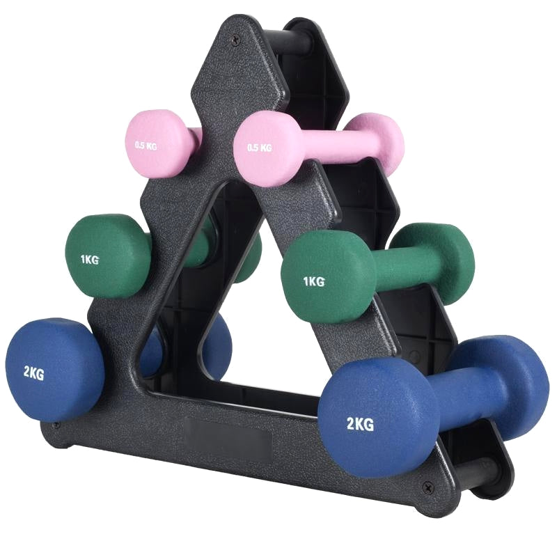 Effektiv opbevaring med håndvægtstativ til aerobic