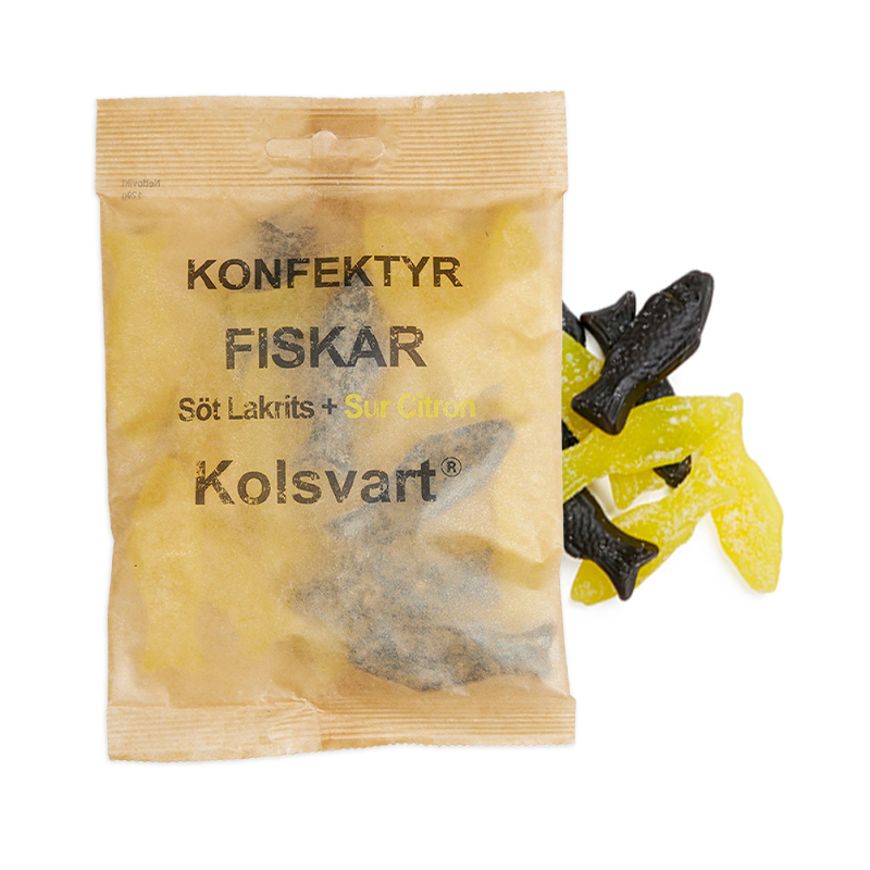 Kolsvart – Sur Citron Vingummi med Lakridsfisk Snack