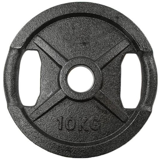 Vægtskive 10 kg i sort metal med greb - Styrketræning tilbud