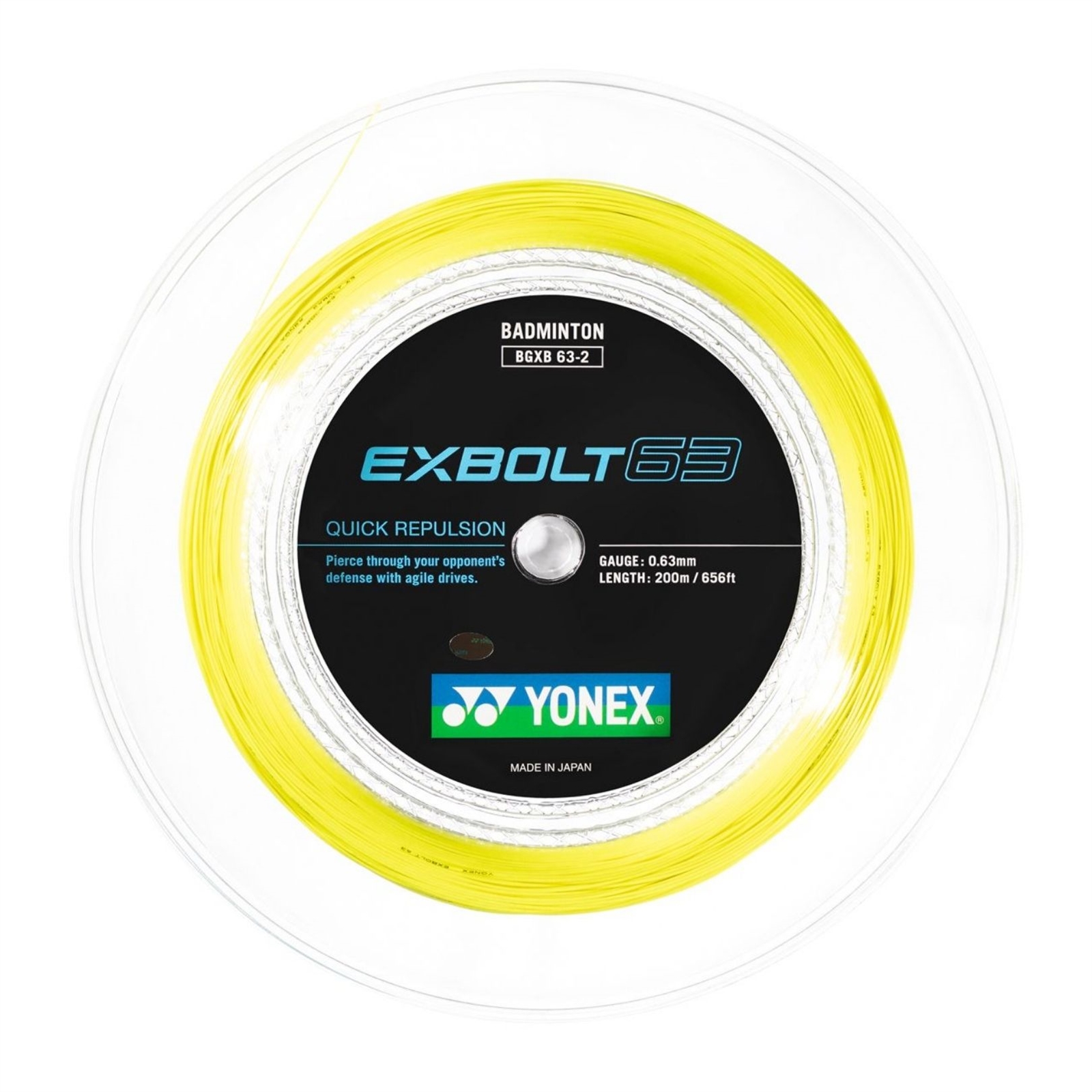 Yonex Exbolt 63 Badmintonstreng Gul 200m – Fantastisk tilbud!