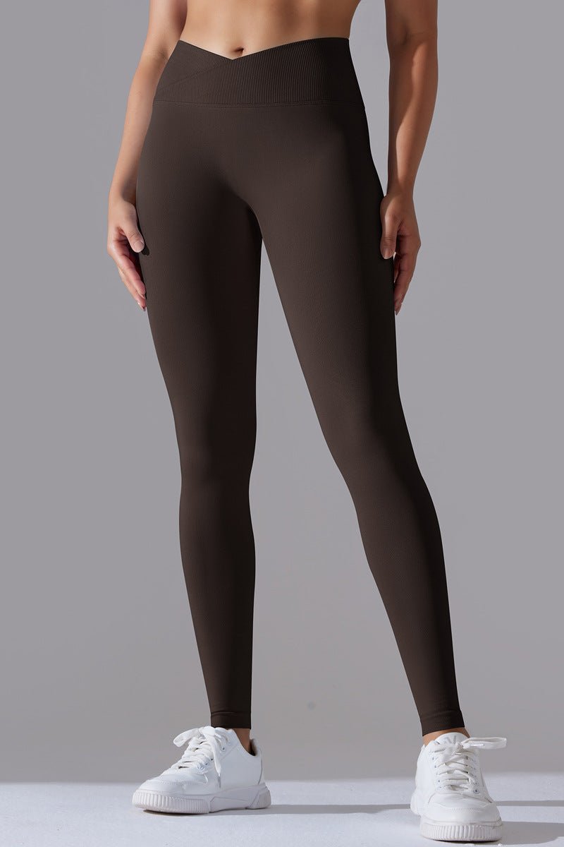 Stilfulde brune V-formede leggings – Komfort og elegance!