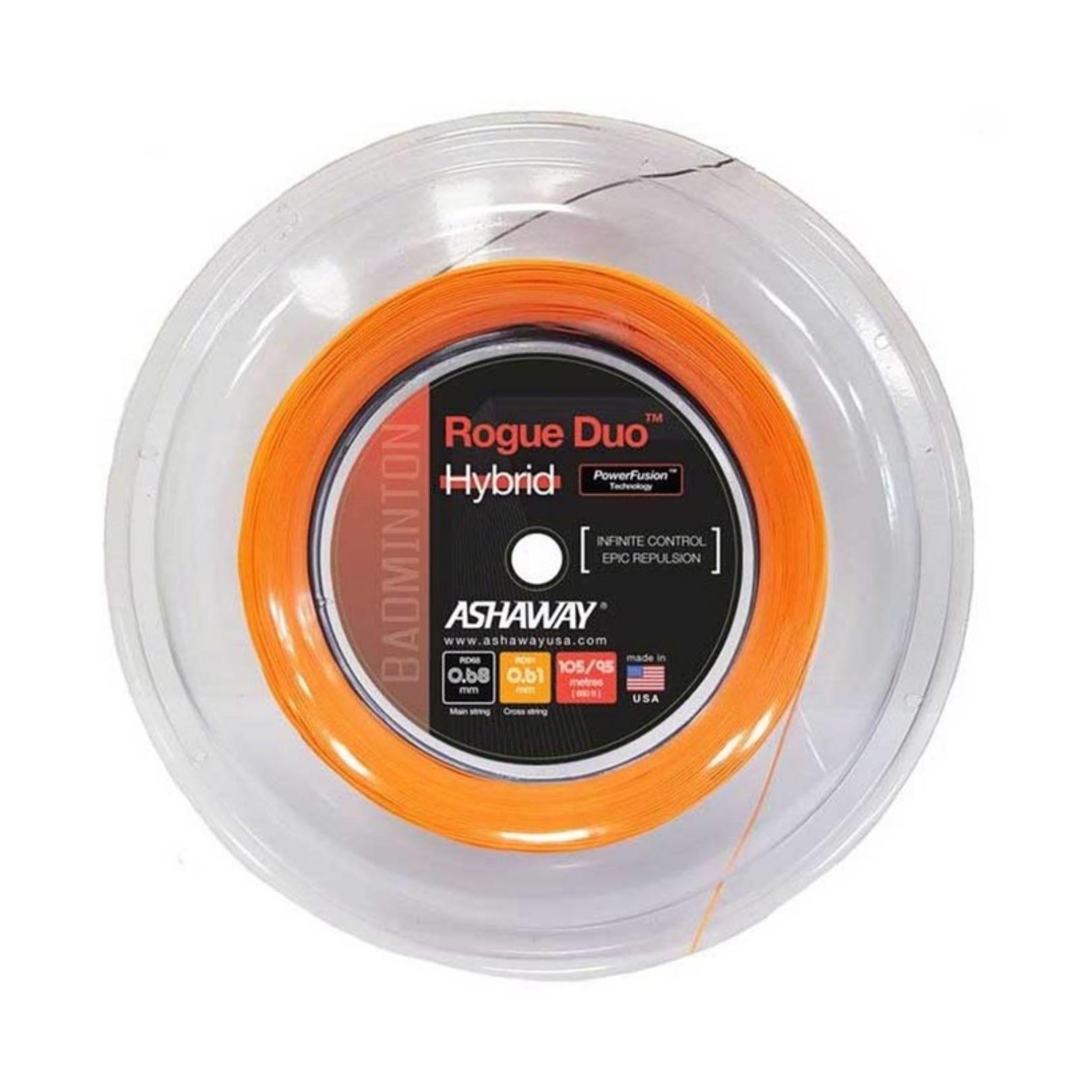 Ashaway Rogue Duo Hybrid 200m - Orange og Sort Badmintonstreng