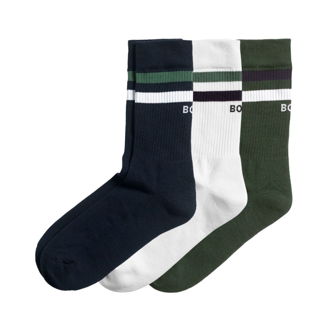 Björn Borg Classic Crew Sock   -pak  White Green Navy Blue  36-40