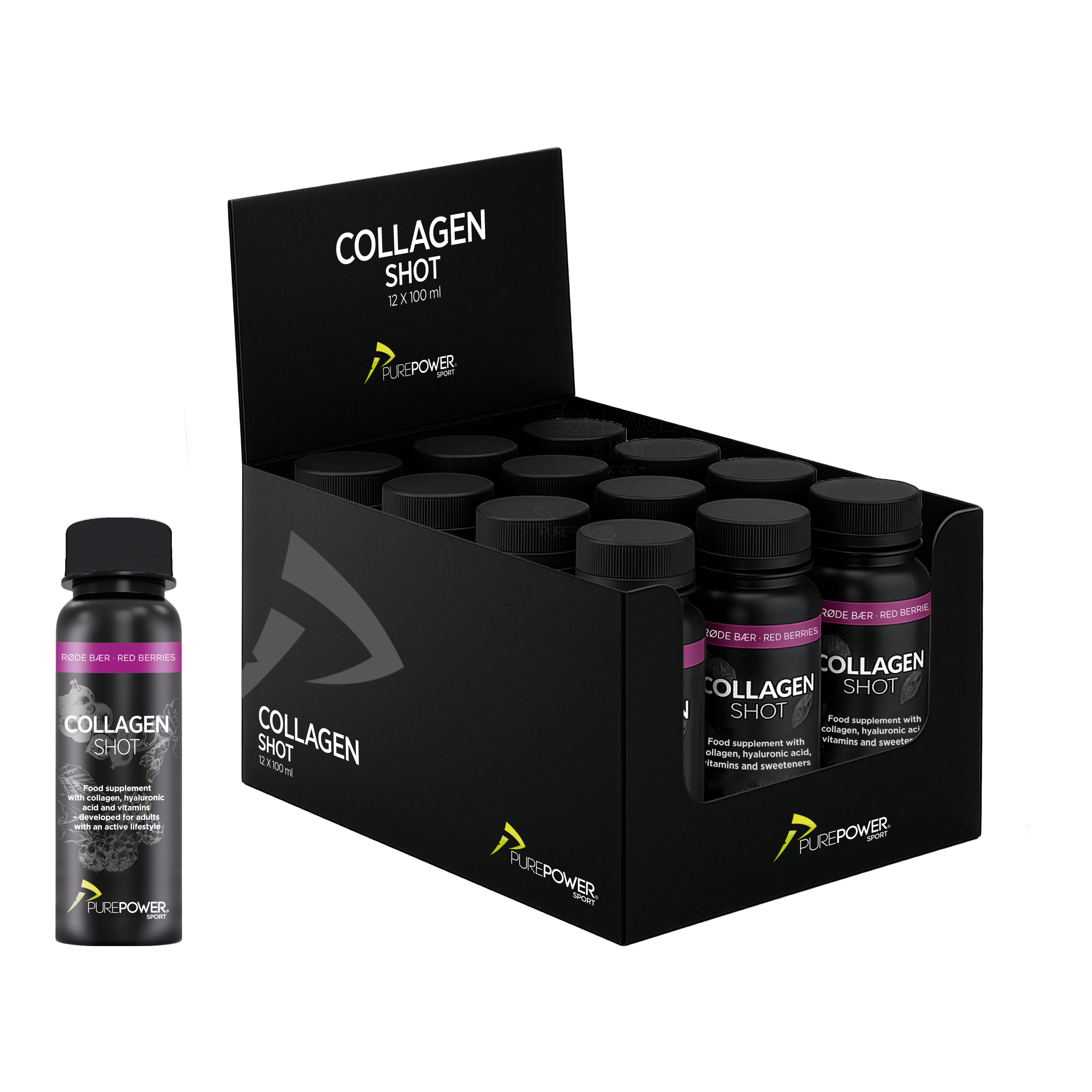Collagen Shot Rødebær 12 Shots