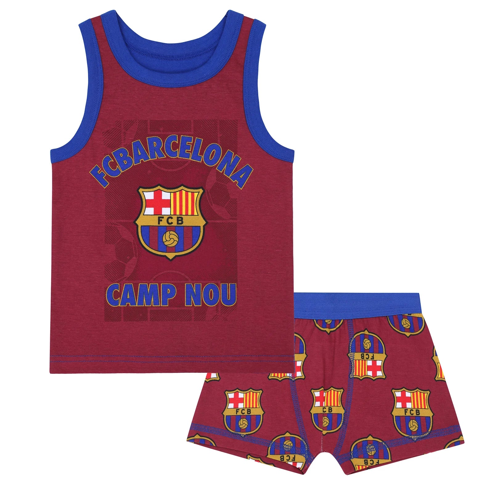 Fc Barcelona Drenge Boxer Shorts   Undertrøje Sæt  -  år