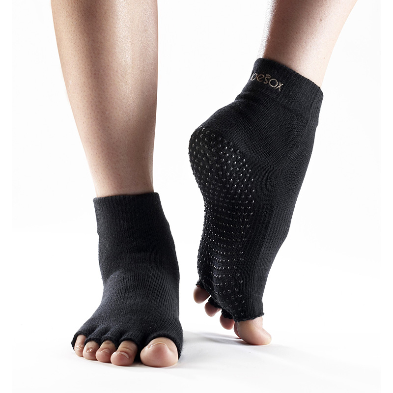 Halv-tå Toesox til Yoga & Pilates - Sort træningsstrømpe