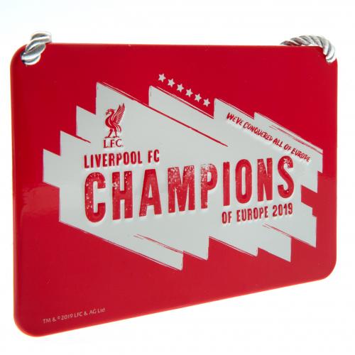 Liverpool FC Champions Of Europe Metal Skilt - Fan Must-Have