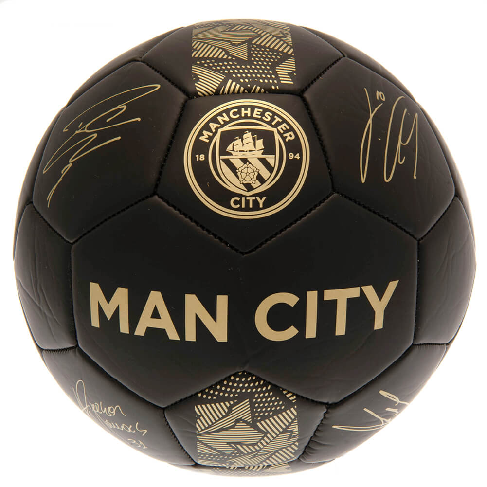 Eksklusiv Manchester City FC Fodbold med Spillerunderskrifter!