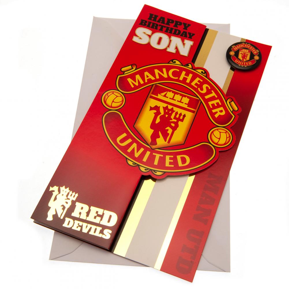 Manchester United Fødselsdagskort til Søn - Fodboldgave