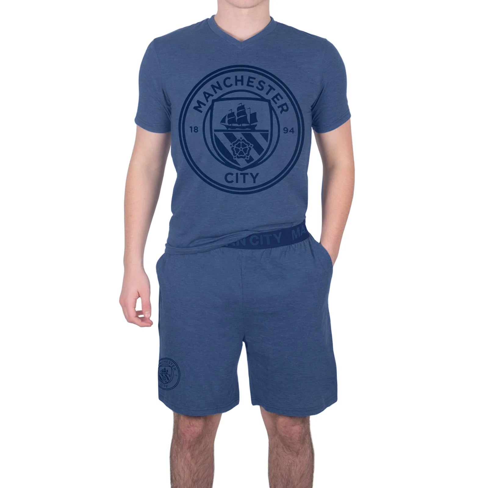 Officielle Manchester City Fc Pyjamas Til Mænd  Kort Sæt
