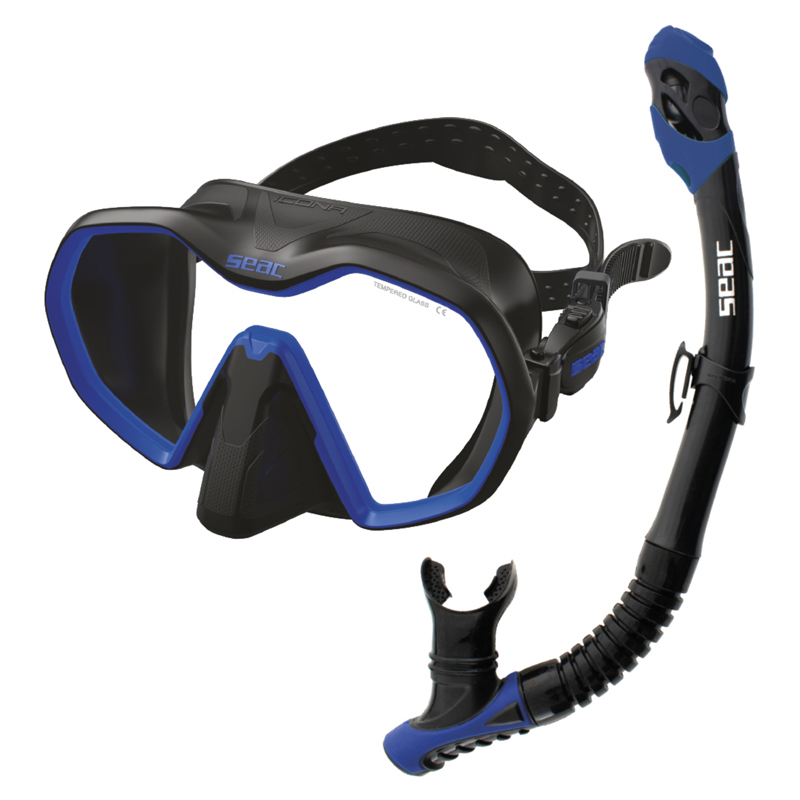 Seac Snorkelsæt Icona   Reverse Dry   Bl Sort Blå