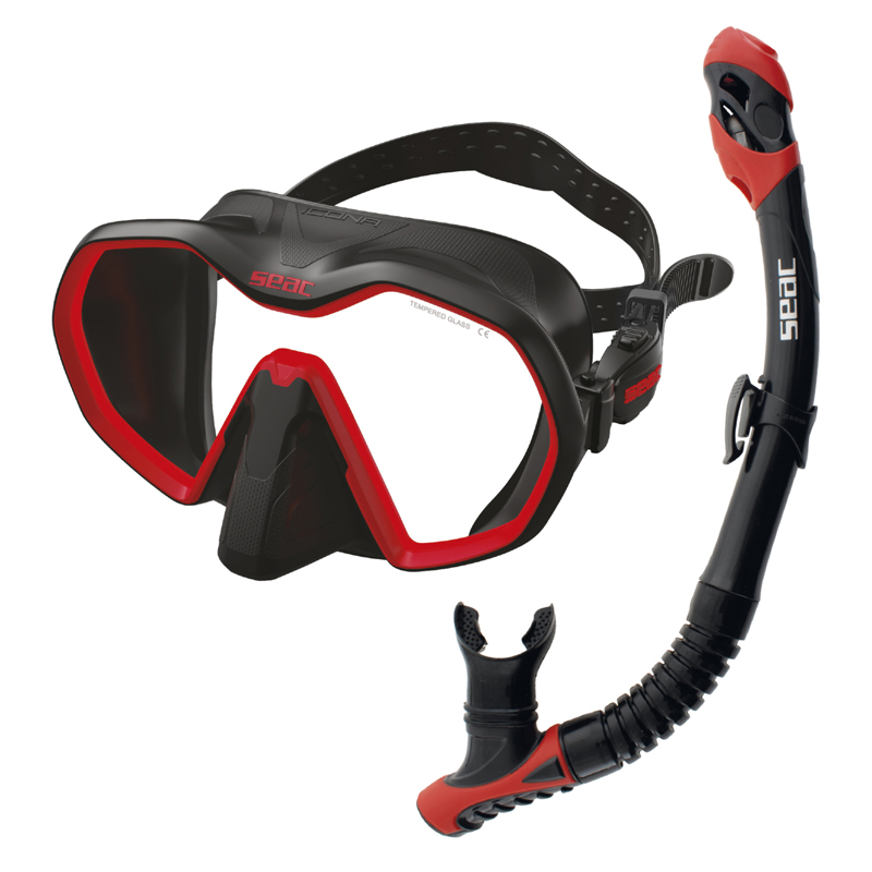 Seac Snorkelsæt Icona   Reverse Dry   Bl Sort Rød