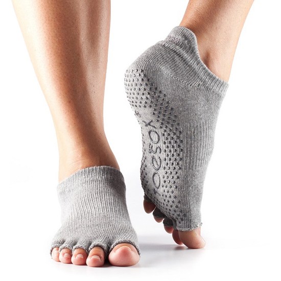 Toesox Halftoe Strømper med Grip – Heather Grey til Træning