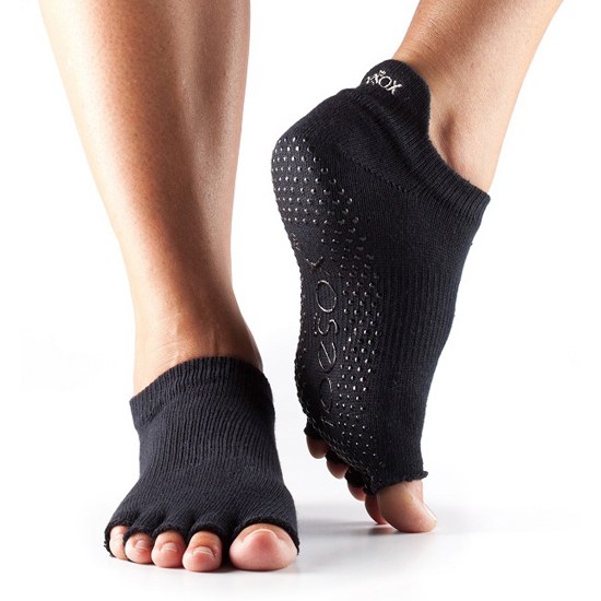 Toesox Halftoe Lowrise Grip Strømper – Sort Tilbud!