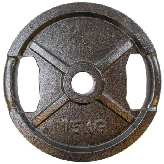 15 kg Vægtskive i Sort Metal med Greb – Træningsudstyr