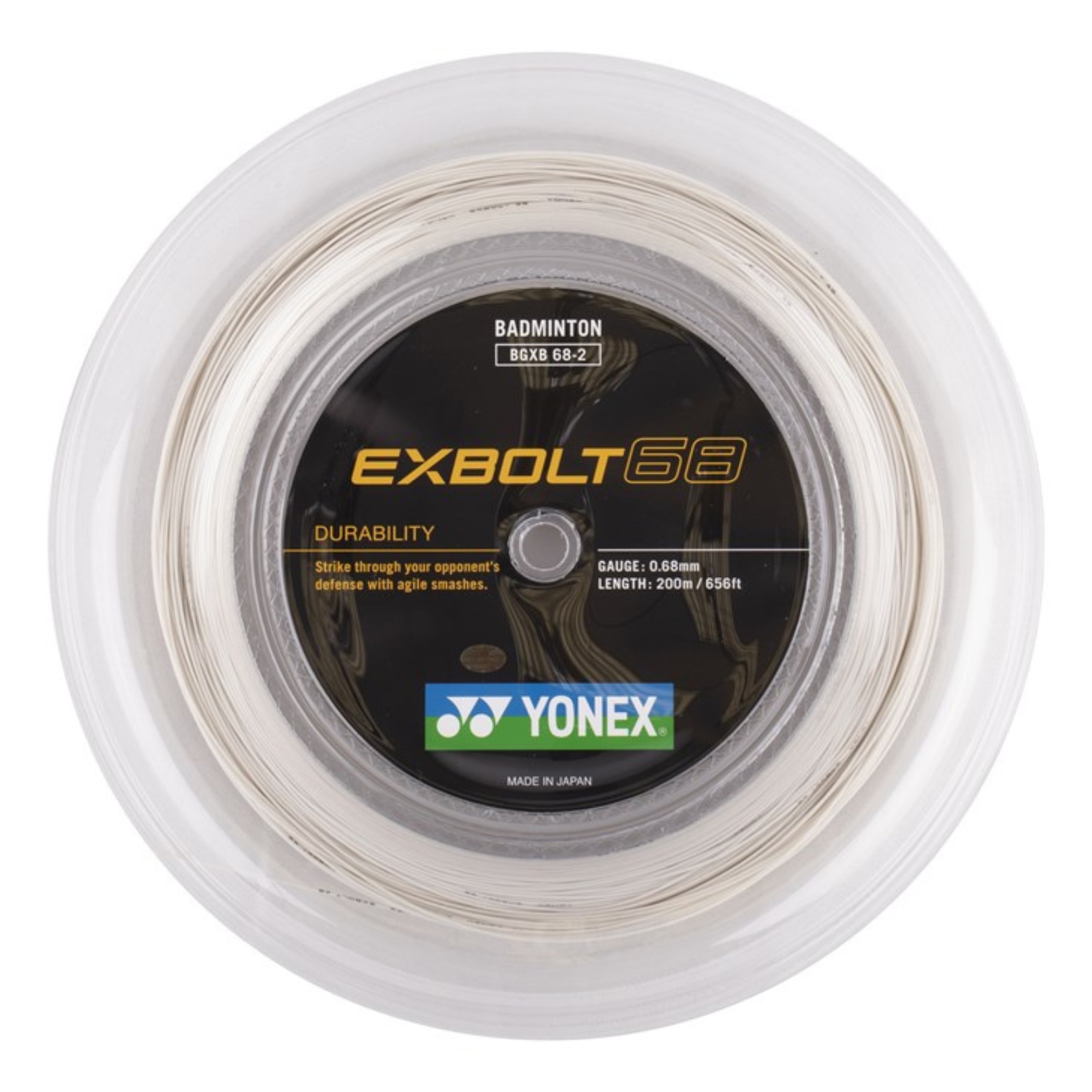 Yonex Exbolt 68 Badmintonstreng - Hvid 200m Kvalitet